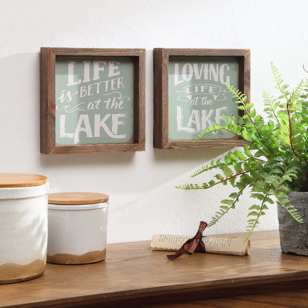 Lake Life Wall Block Decor - Set of 2